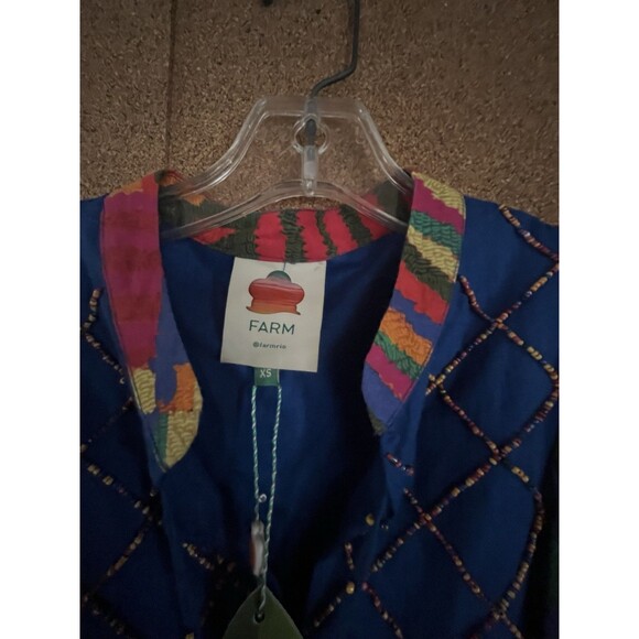 FARM Rio Summer Patches Embroidered Tunic Midi Dress  Size XS NWT - Picture 3 of 8